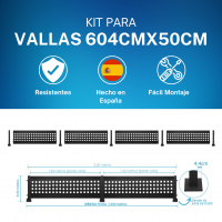 Imagén: KIT VALLA DE ACERO GALVANIZADO CUADROS 604,8 ANCHO x 50 CM ALTO