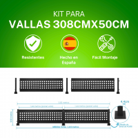 Imagén: KIT VALLA DE ACERO GALVANIZADO MODELO CUADROS 308,8 ANCHO x 50 CM ALTO