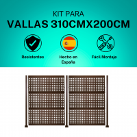 Imagén: KIT VALLA DE ACERO GALVANIZADO MODELO CUADROS 310,8 ANCHO x 200 CM ALTO