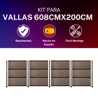 Imagén: KIT VALLA DE ACERO GALVANIZADO MODELO CUADROS 608,8 ANCHO x 200 CM ALTO